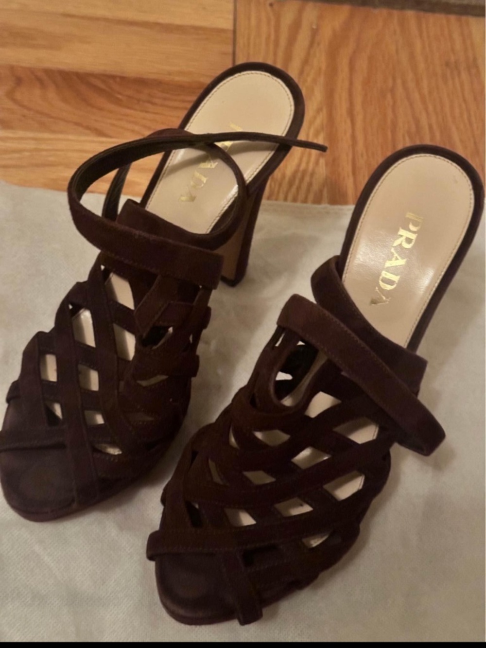 Brown Strappy Prada Heels Size 37